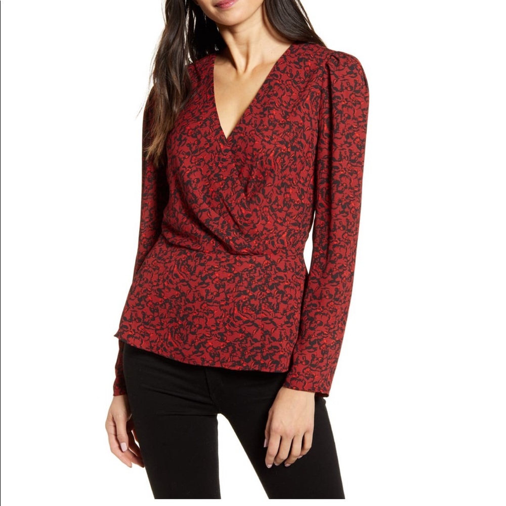 Chelsea28 Pleated Faux Wrap Top